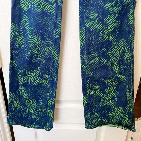 I.AM.GIA Pant Tali Denim Flare Animal Print High-Rise Green Tiger XS EUC - Picture 5 of 11